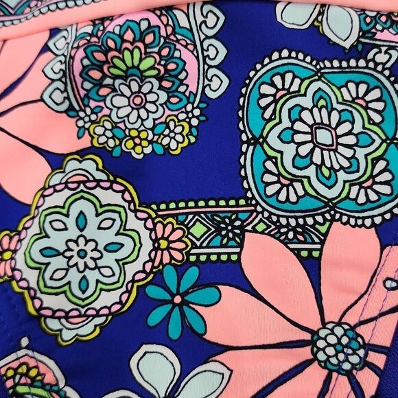 Hobie Womens Pink Blue Floral Bikini Bottom With Adjustable‎ Side Straps Size XL - Picture 7 of 9